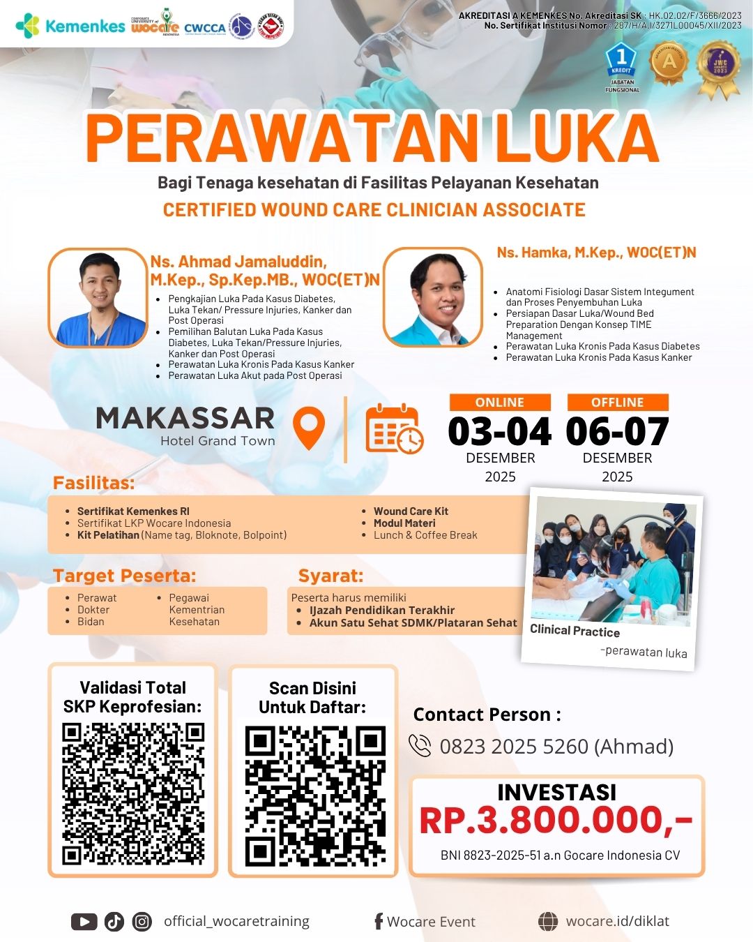 PELATIHAN PERAWATAN LUKA MODERN (CWCCA) MAKASSAR DESEMBER 2025